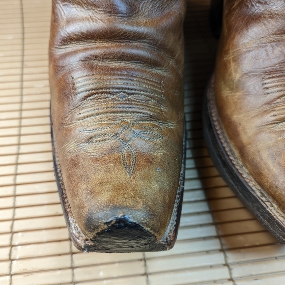 Stetson Boots custom made men\'s brown leather platform Western cowboy boots sz 1
